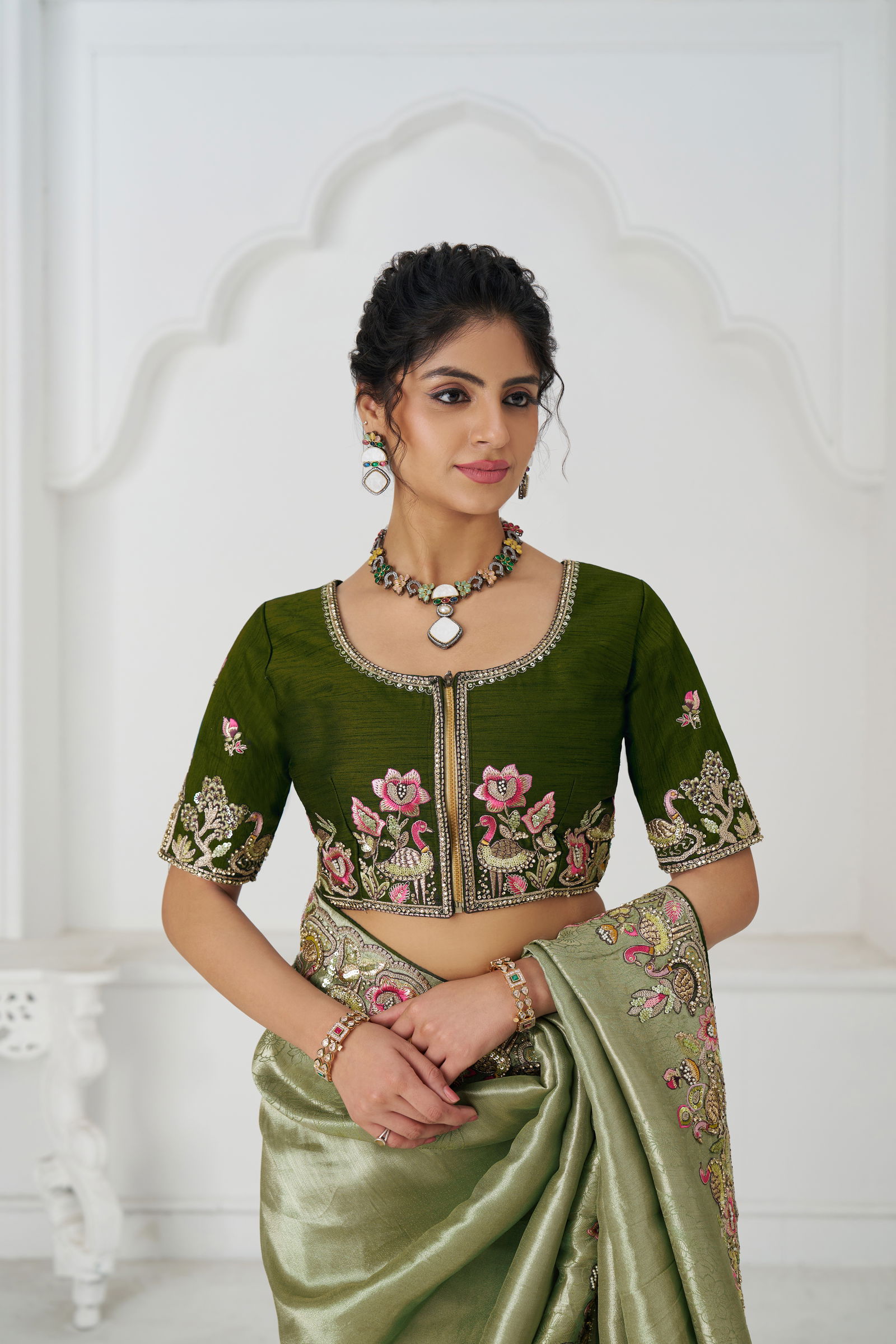Kf 111 Mehendi Color Pure Dola Viscouse Silk Saree Wholesale Clothing Distributors In India
